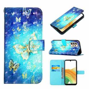 For Samsung Galaxy A33 5G 3D Painting Horizontal Flip Leather Case(Golden Butterfly)
