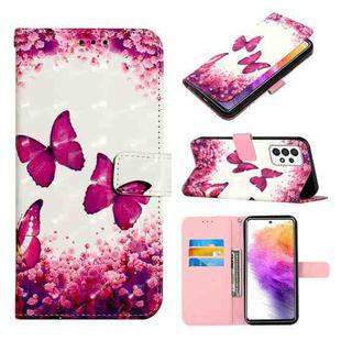 For Samsung Galaxy A73 5G 3D Painting Horizontal Flip Leather Case(Rose Butterfly)