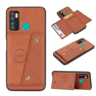 For Infinix Hot 9 / Note 7 Lite Double Buckle Card Slots Magnetic Phone Case(Brown)