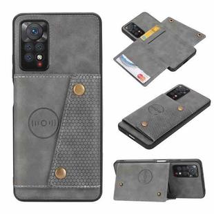 For Xiaomi Redmi Note 11 /Note 11S 4G Double Buckle Card Slots Magnetic Phone Case(Grey)