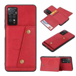 For Xiaomi Redmi Note 11 /Note 11S 4G Double Buckle Card Slots Magnetic Phone Case(Red)
