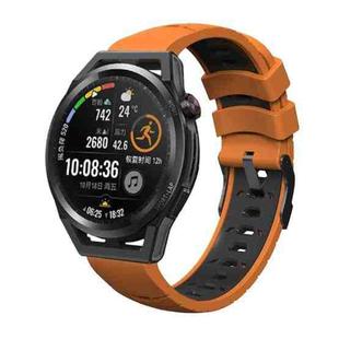 For Samsung Galaxy Watch 42mm Trapezoidal Three-row Hole Silicone Watch Band(Orange Black)