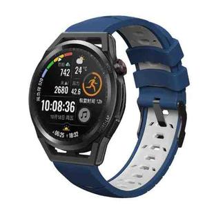 For Samsung Galaxy Watch Active Trapezoidal Three-row Hole Silicone Watch Band(Midnight Blue White)