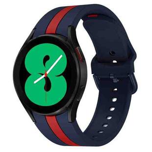 For Samsung Galaxy Watch4 40/44mm / Watch4 Classic 42/46mm Three Vertical Stripes Two-color Silicone Watch Band(Blue Red)