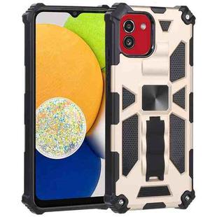 For Samsung Galaxy A03 EU 164mm Armor Kickstand TPU + PC Magnetic Phone Case(Gold)