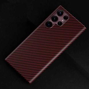 For Samsung Galaxy S22 Ultra 5G Carbon Fiber Shockproof Phone Case(Red)