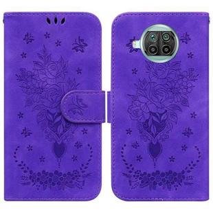 For Xiaomi Mi 10T Lite 5G / Redmi Note 9 Pro 5G Butterfly Rose Embossed Leather Phone Case(Purple)