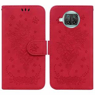 For Xiaomi Mi 10T Lite 5G / Redmi Note 9 Pro 5G Butterfly Rose Embossed Leather Phone Case(Red)