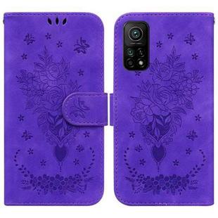 For Xiaomi Mi 10T Pro 5G / 10T 5G Butterfly Rose Embossed Leather Phone Case(Purple)