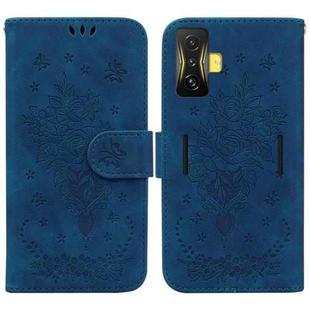 For Xiaomi Poco F4 GT / Redmi K50 Gaming Butterfly Rose Embossed Leather Phone Case(Blue)