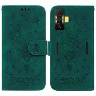 For Xiaomi Poco F4 GT / Redmi K50 Gaming Butterfly Rose Embossed Leather Phone Case(Green)