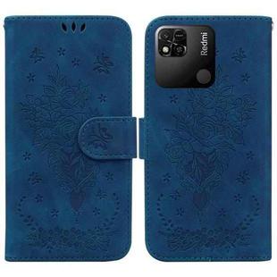 For Xiaomi Redmi 10A Butterfly Rose Embossed Leather Phone Case(Blue)