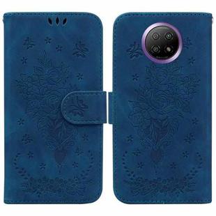 For Xiaomi Redmi Note 9T / Note 9 5G Chinese Butterfly Rose Embossed Leather Phone Case(Blue)