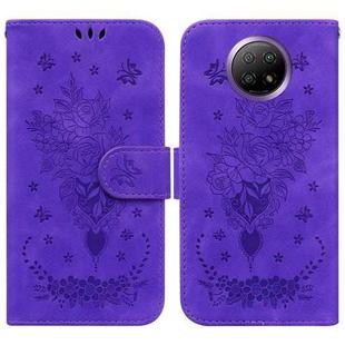 For Xiaomi Redmi Note 9T / Note 9 5G Chinese Butterfly Rose Embossed Leather Phone Case(Purple)