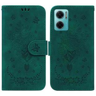 For Xiaomi Redmi 10 5G / Note 11E Butterfly Rose Embossed Leather Phone Case(Green)