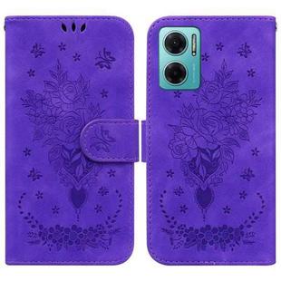 For Xiaomi Redmi 10 5G / Note 11E Butterfly Rose Embossed Leather Phone Case(Purple)
