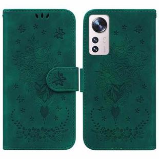 For Xiaomi 12 Lite Butterfly Rose Embossed Leather Phone Case(Green)