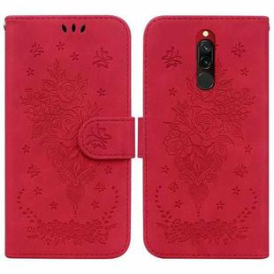 For Xiaomi Redmi 8 / 8A Butterfly Rose Embossed Leather Phone Case(Red)