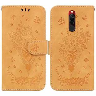 For Xiaomi Redmi 8 / 8A Butterfly Rose Embossed Leather Phone Case(Yellow)