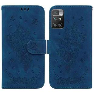 For Xiaomi Redmi 10 / 10 Prime Butterfly Rose Embossed Leather Phone Case(Blue)