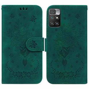 For Xiaomi Redmi 10 / 10 Prime Butterfly Rose Embossed Leather Phone Case(Green)