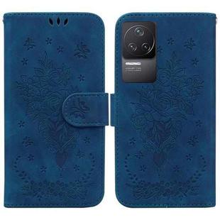 For Xiaomi Redmi K50 / K50 Pro Butterfly Rose Embossed Leather Phone Case(Blue)