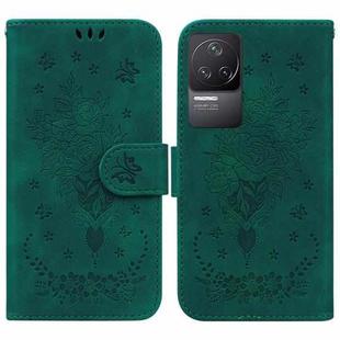 For Xiaomi Redmi K50 / K50 Pro Butterfly Rose Embossed Leather Phone Case(Green)