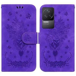 For Xiaomi Redmi K50 / K50 Pro Butterfly Rose Embossed Leather Phone Case(Purple)