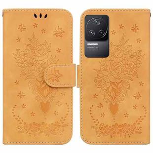 For Xiaomi Redmi K50 / K50 Pro Butterfly Rose Embossed Leather Phone Case(Yellow)