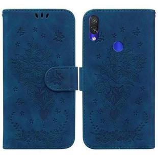 For Xiaomi Redmi Note 7 / 7S Butterfly Rose Embossed Leather Phone Case(Blue)