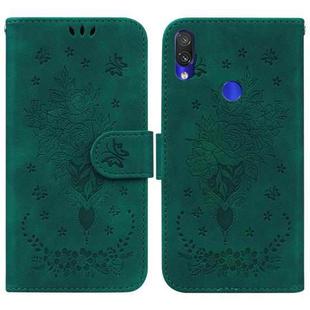 For Xiaomi Redmi Note 7 / 7S Butterfly Rose Embossed Leather Phone Case(Green)