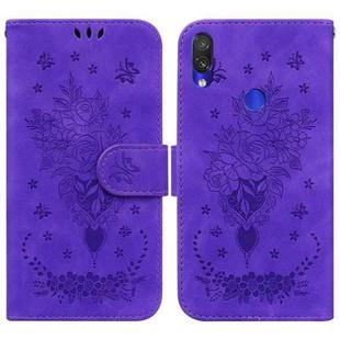 For Xiaomi Redmi Note 7 / 7S Butterfly Rose Embossed Leather Phone Case(Purple)