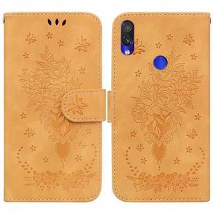 For Xiaomi Redmi Note 7 / 7S Butterfly Rose Embossed Leather Phone Case(Yellow)