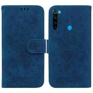 For Xiaomi Redmi Note 8 Butterfly Rose Embossed Leather Phone Case(Blue)