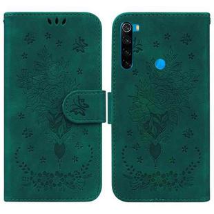 For Xiaomi Redmi Note 8 Butterfly Rose Embossed Leather Phone Case(Green)