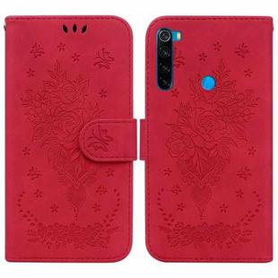 For Xiaomi Redmi Note 8 Butterfly Rose Embossed Leather Phone Case(Red)