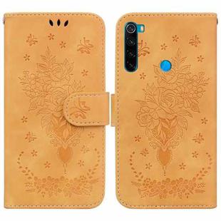 For Xiaomi Redmi Note 8 Butterfly Rose Embossed Leather Phone Case(Yellow)