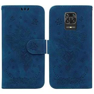 For Xiaomi Redmi Note 9 Pro / 9S / 9 Pro Max Butterfly Rose Embossed Leather Phone Case(Blue)