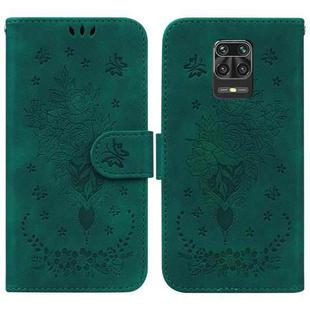 For Xiaomi Redmi Note 9 Pro / 9S / 9 Pro Max Butterfly Rose Embossed Leather Phone Case(Green)