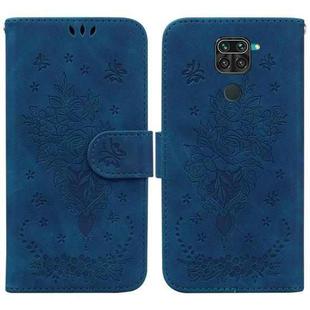 For Xiaomi Redmi 10X 4G / Note 9 Butterfly Rose Embossed Leather Phone Case(Blue)