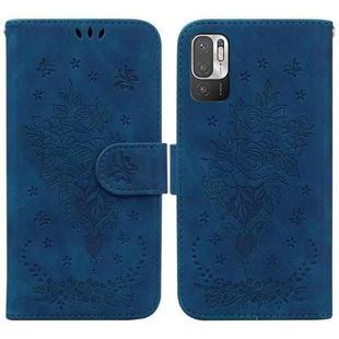 For Xiaomi Redmi Note 10 5G / Poco M3 Pro Butterfly Rose Embossed Leather Phone Case(Blue)