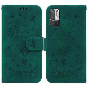 For Xiaomi Redmi Note 10 5G / Poco M3 Pro Butterfly Rose Embossed Leather Phone Case(Green)
