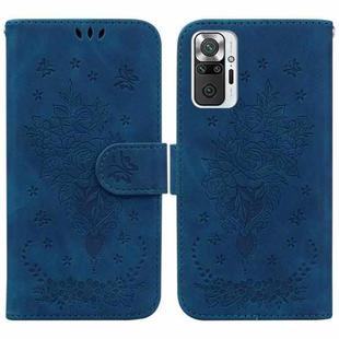 For Xiaomi Redmi Note 10 Lite / 10 Pro Butterfly Rose Embossed Leather Phone Case(Blue)