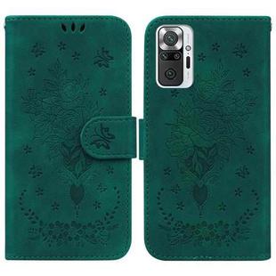 For Xiaomi Redmi Note 10 Lite / 10 Pro Butterfly Rose Embossed Leather Phone Case(Green)