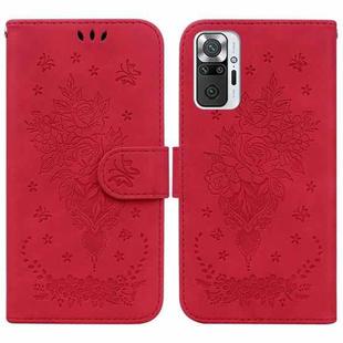 For Xiaomi Redmi Note 10 Lite / 10 Pro Butterfly Rose Embossed Leather Phone Case(Red)