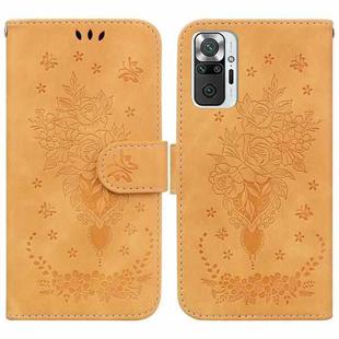 For Xiaomi Redmi Note 10 Lite / 10 Pro Butterfly Rose Embossed Leather Phone Case(Yellow)
