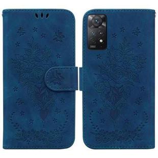 For Xiaomi Redmi Note 11 Pro 5G / 4G Foreign Butterfly Rose Embossed Leather Phone Case(Blue)