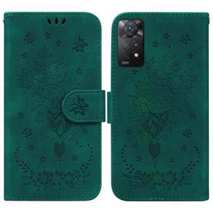 For Xiaomi Redmi Note 11 Pro 5G / 4G Foreign Butterfly Rose Embossed Leather Phone Case(Green)