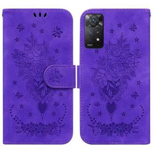 For Xiaomi Redmi Note 11 Pro 5G / 4G Foreign Butterfly Rose Embossed Leather Phone Case(Purple)