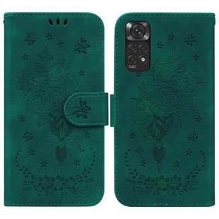 For Xiaomi Redmi Note 11 Foreign / 11S Butterfly Rose Embossed Leather Phone Case(Green)